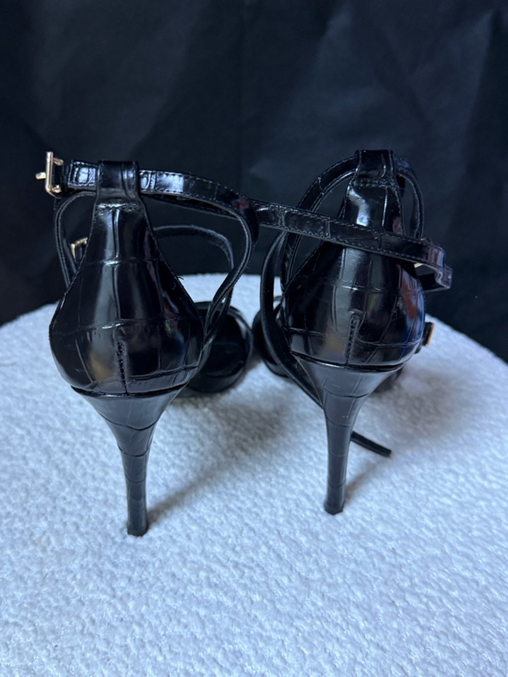 Michael Kors Black Croc-Effect Strappy Heel Sandals - Picture 6 of 7
